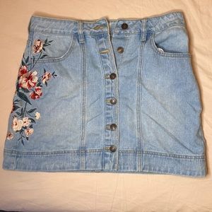 Floral Denim Skirt